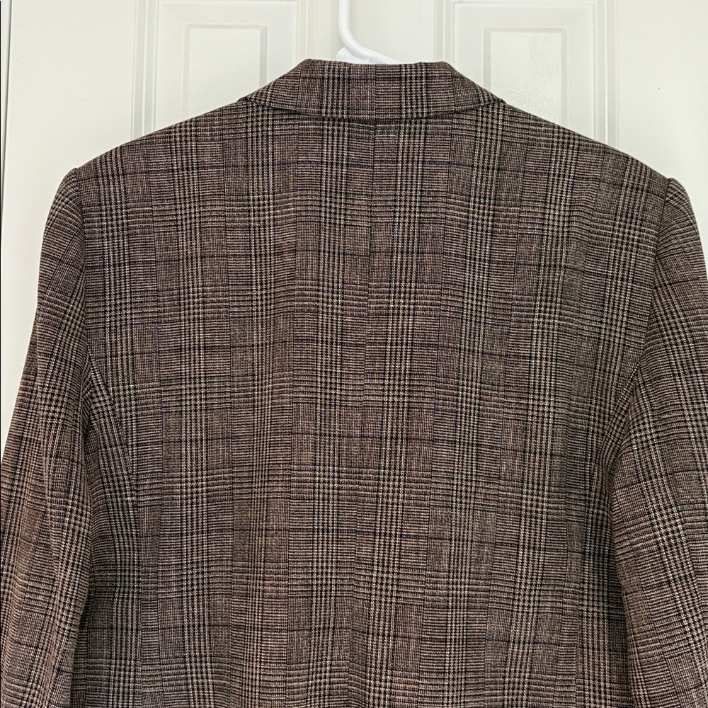 Ann Taylor Brown Plaid One Button Blazer - Picture 10 of 11